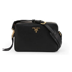 New Black PRADA Vitello Phenix Leather Double Zip Cross Body Bag 1BH079