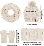 Womens Winter Warm Sets Knitted Fur Pompoms Beanie Hat