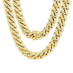 10K Yellow Gold 13Mm Thick Miami Cuban Link Chain Necklace