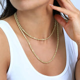 "18K Yellow Gold Rope Chain Diamond Cut Necklace"