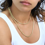 "18K Yellow Gold Rope Chain Diamond Cut Necklace"