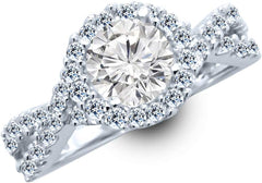 2 Carat Classic Lab Grown Synthetic Round Classic Split Shank Halo IGI Certified Diamond Engagement Ring VS1-VS2 Clarity