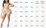 Women's Sexy Sleeveless Crop Top & Drawstring Ruffle Shorts Sets 2 Piece Tracksuit