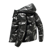 "Thick Hooded Shiny Winter Zipper Up Jacket High Quality"