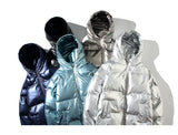 "Thick Hooded Shiny Winter Zipper Up Jacket High Quality"