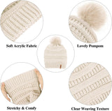 Womens Winter Warm Sets Knitted Fur Pompoms Beanie Hat