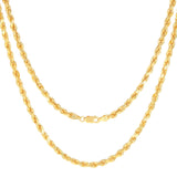 "18K Yellow Gold Rope Chain Diamond Cut Necklace"